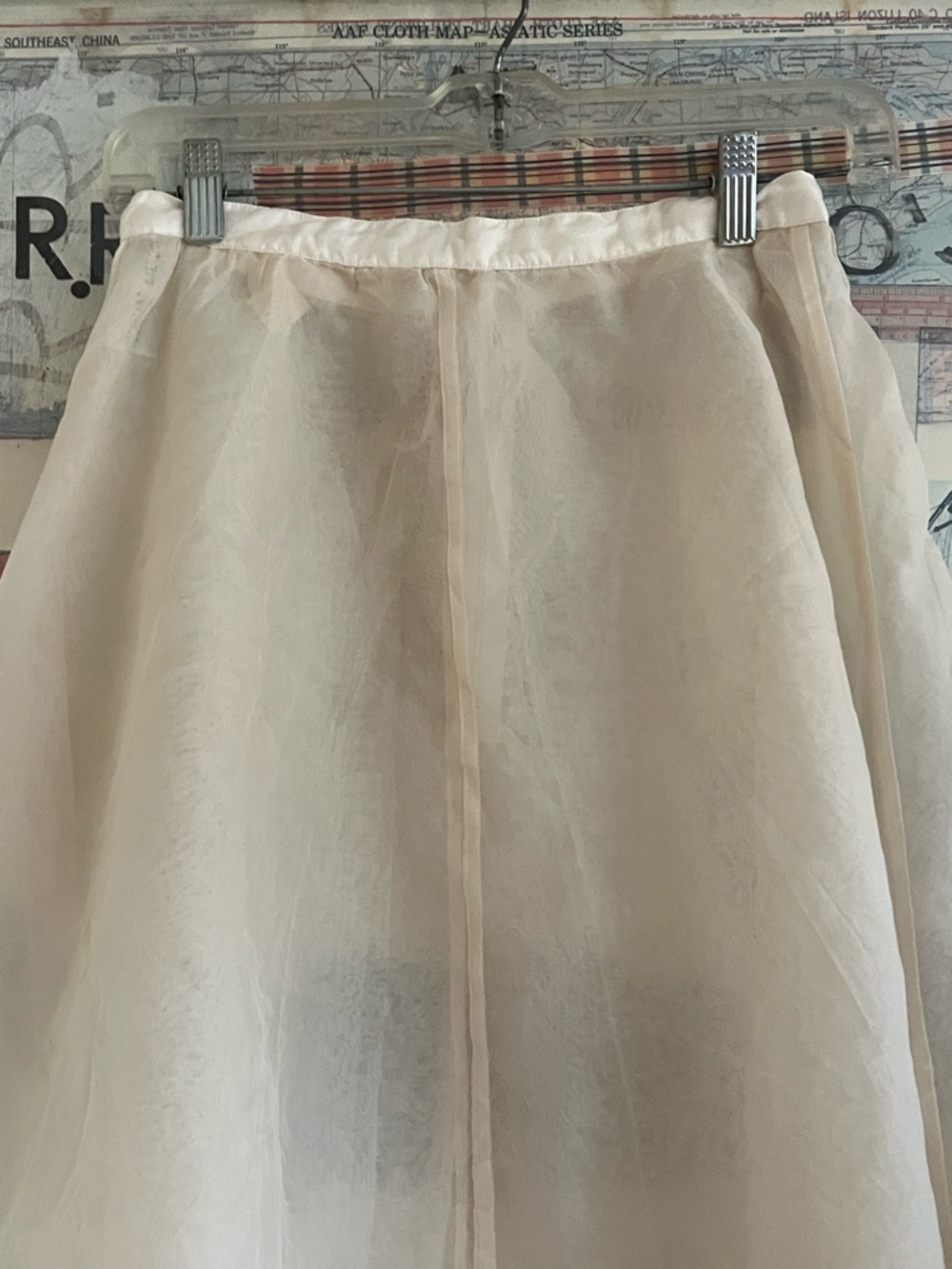 Vintage 100% Silk Organza Albert Nipon Double-Layer Ivory Midi A-Line Skirt XS/S - Picture 4 of 8